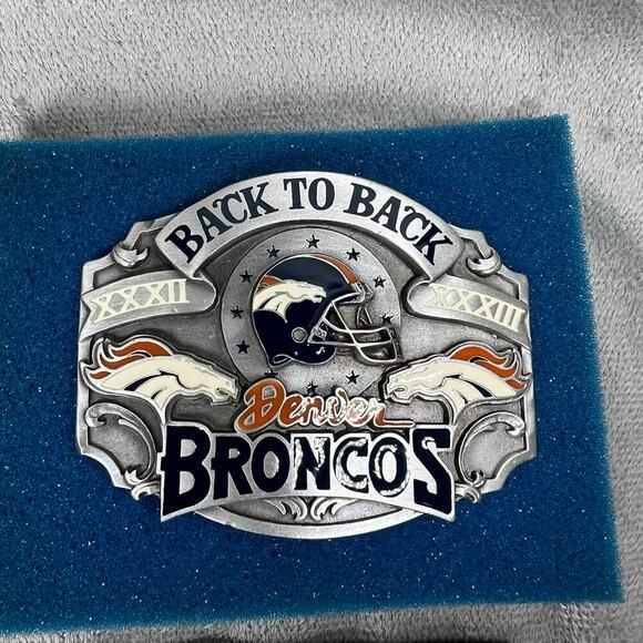 Vintage Denver Broncos Super‎ Bowl Back to Back Champions Belt Buckle - Picture 2 of 7